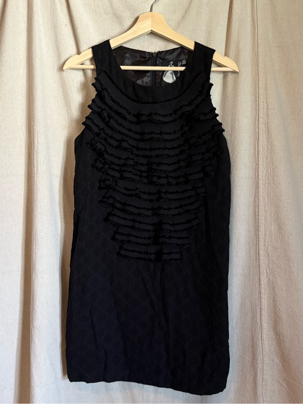 Lovely Black Ruffle Front Dress